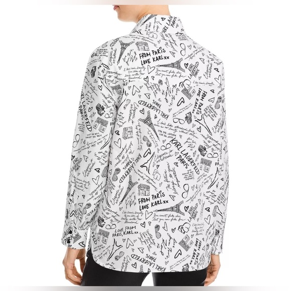 Karl Lagerfeld Set of 2 Black & White Abstract Building Button Down Blouse Sz M - Picture 13 of 16